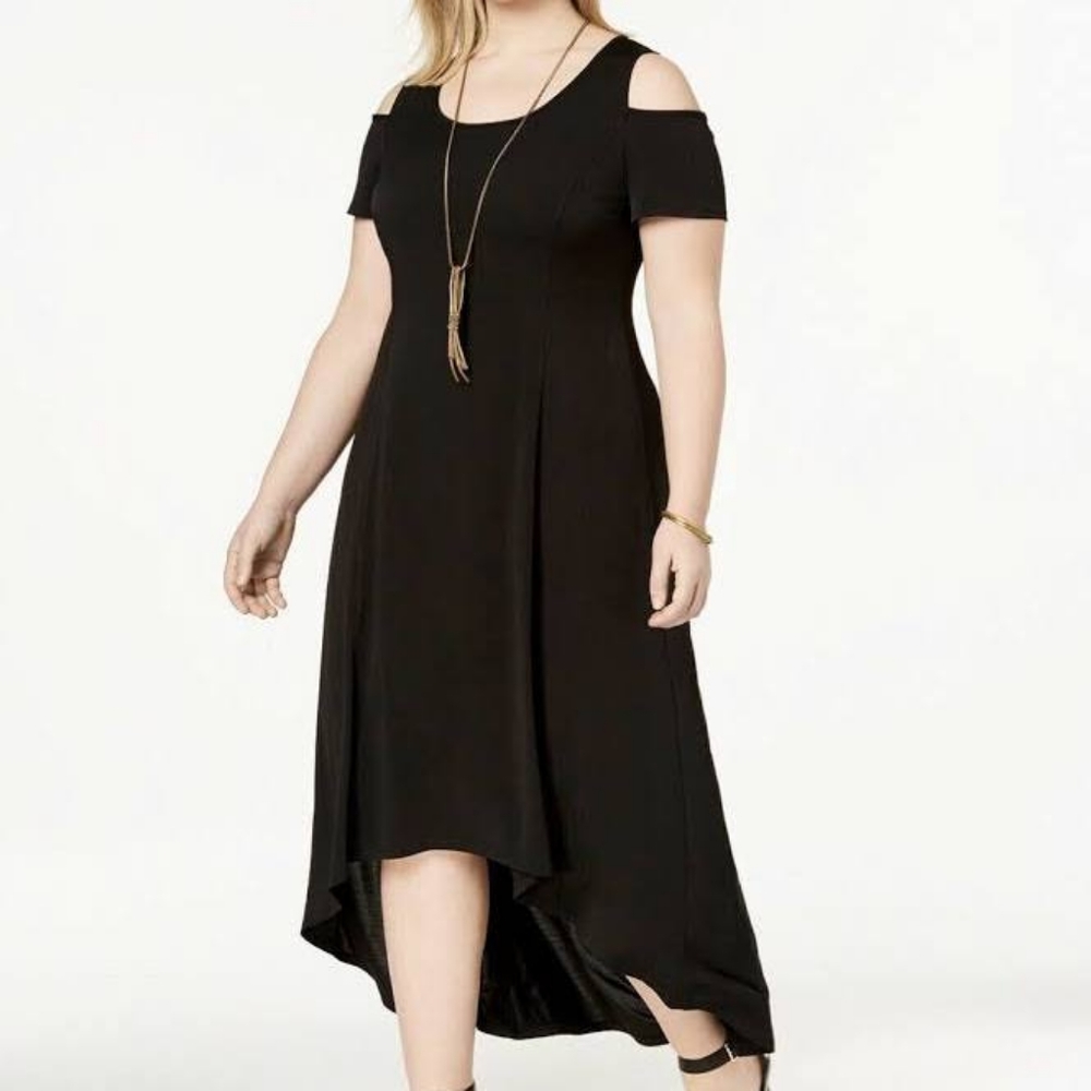 NY Collection Plus Size Cold Shoulder Maxi Dress